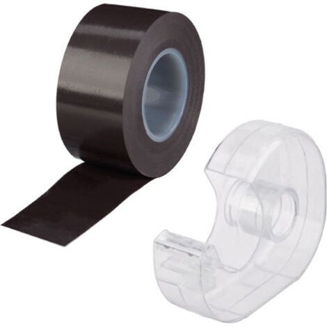 10 x Magnetband 5m, mit Abroller, selbstklebendes Klebeband, Magnetstreifen, für Whiteboard & Kühlschrank, schwarz (1/5)