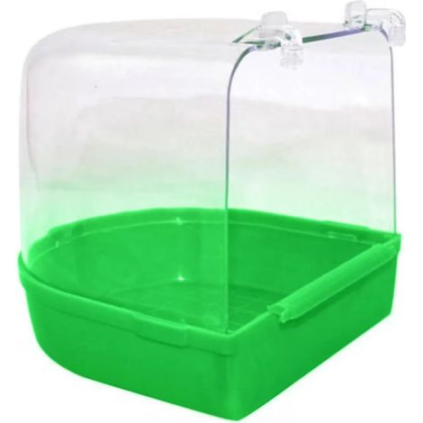 bebedero para pájaros, transparente, 13,5 x 14 x 14 cm, bandeja extraíble, clips resistentes, para jaulas pequeñas. (1/5)
