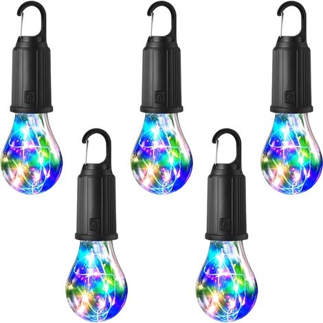 Lot de 5 lampes de camping rechargeables - Lampe de camping portable avec 3 modes de luminosité - Étanche - Rechargeable - Lampe de camping