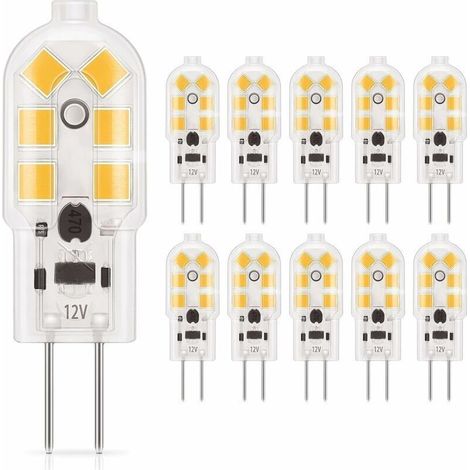 Ampoule LED G4 2W. blanc chaud 3000K. AC/DC 12V ampoules d'éclairage équivalent à 20W halogène. 180LM. non dimmable. parfait pour hotte et lustre. 10 Pièces (1/5)