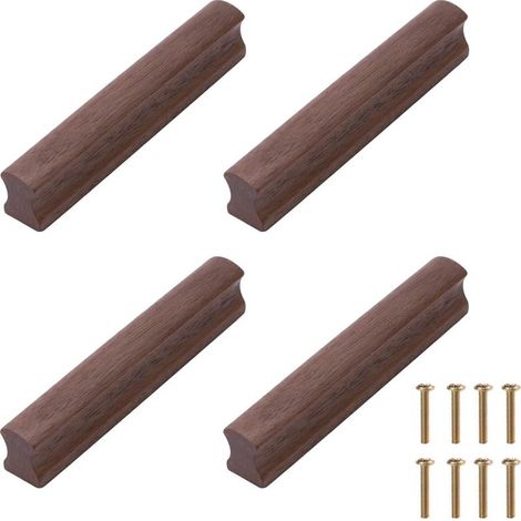 Poignée de Meuble en Bois 4Pcs Poignée de Tiroir Bouton de Porte Cuisine Poignées de Placard pour Cuisine, Longueur Totale 130mm (1/5)