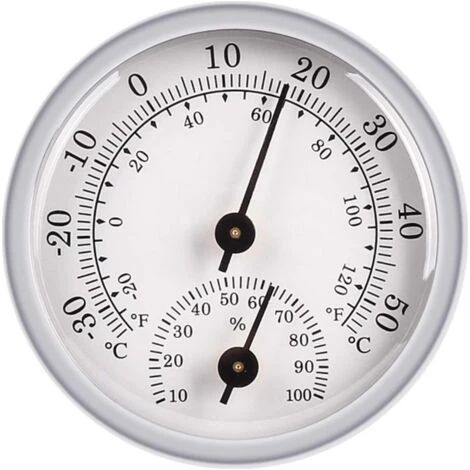Hygromètre-thermomètre, capteur et détecteur de mesure d'humidité, thermomètre analogique utilisé dans les environnements humides intérieurs/extérieurs (terrasses, patios). (1/5)