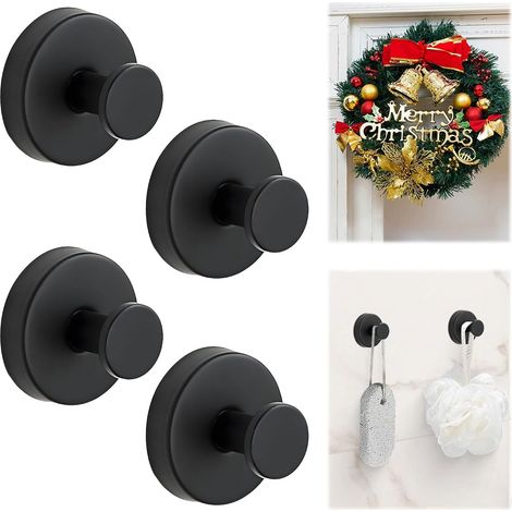 Lot de 4 crochets à ventouse pour couronnes, sans perçage, noir) (1/5)