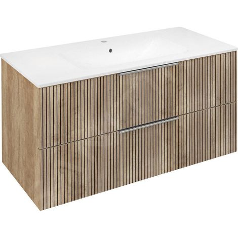 CIRASA STRIP Meuble sous-vasque 99,8x52x46cm, chêne Alabama (1/5)