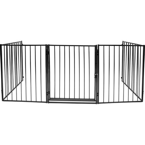 SWANEW Cancelletto di sicurezza Cancelletto per camino 5 pezzi Cancelletto per cani Area giochi per bambini nero (1/5)