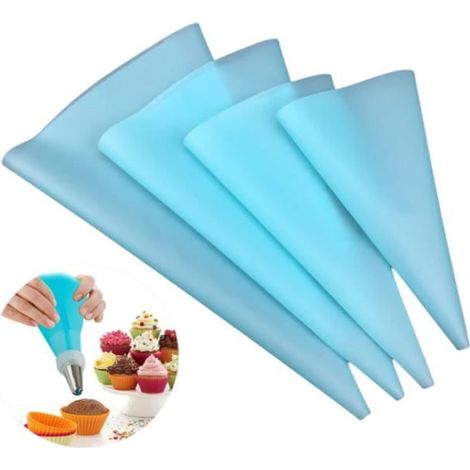 8pcs 4 Tailles Poche Pâtissière en Silicone, Réutilisable Poche à Douille pour Glaçage et Décoration Gâteau Pâtisserie Sucre (1/4)