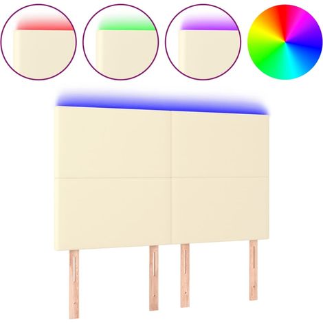 Maison Exclusive - LED Kopfteil Creme 144x5x118/128 cm Kunstleder
