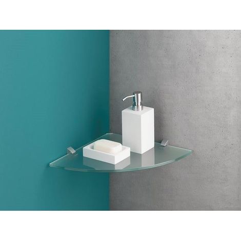 MENSOLA AD ANGOLO VETRO SATINATO 8 X 250 X 250 MM