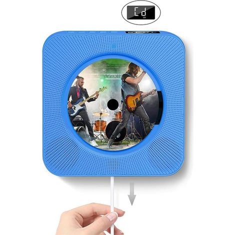 Bluetooth-CD-Player zum Aufhängen mit Kabelschalter, tragbares Design für Zuhause oder Schule, blau