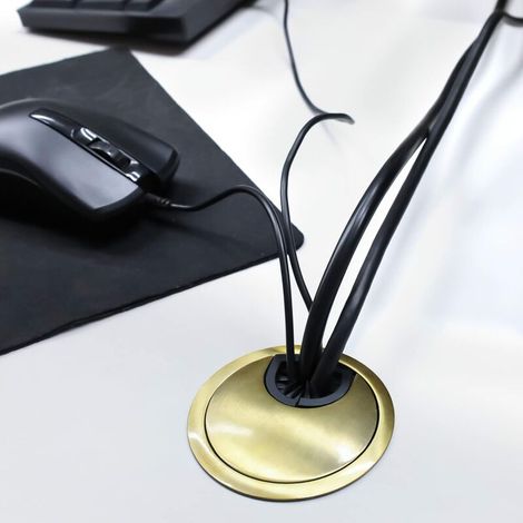 Noble 60mm Cable Grommet Cable Hole Cover for Desks and Worktops Material: Zinc Alloy 2 Pieces (Bronze) (1/5)
