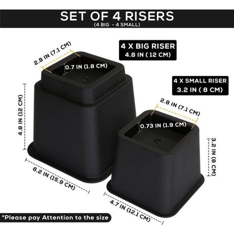 Rehausseur Meubles - Hauteur Réglable 7 6 cm à 20 3 cm - Pour Lit Canapé Table - Lot de 8 Pièces (1/5)