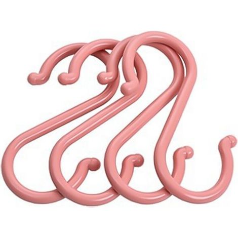 Crochets en S roses en plastique, 16 pièces, crochet multifonction de 68 cm. (1/5)