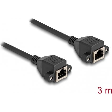 Delock Cable de extensiÃ³n RJ50 hembra a hembra S/FTP 3 m negro