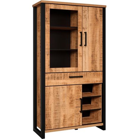 Enna citrine 3 portes, 1 tiroir, 3 étagères décor mango. (1/5)