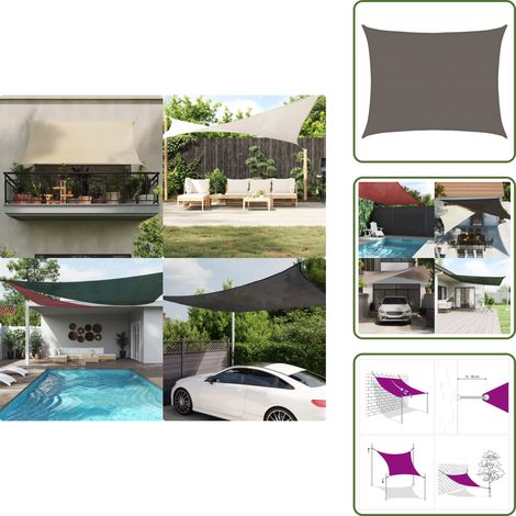 The Living Store Vela Parasole 160 g/m² Antracite 6x8 m in HDPE - Ombrelli in HDPE