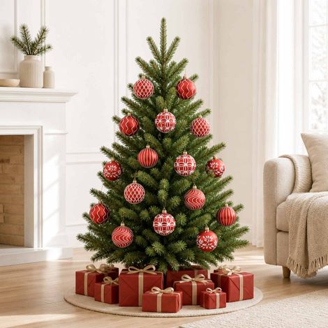 vidaXL Conjunto de bolas de Navidad XL 18 uds. Rojo y blanco 8 cm (1/5)