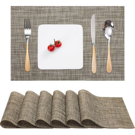 Lot de 6 Sets de Table, Tissé Lavable Napperons pour Cuisine ou pour Table à Manger Résiste à la Chaleur(30x43.5cm) (Caramel) (1/5)
