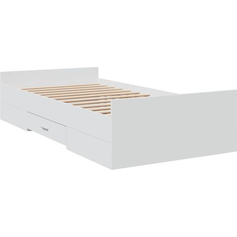 Bed Frame with Drawers without Mattress White 100x200 cm vidaXL