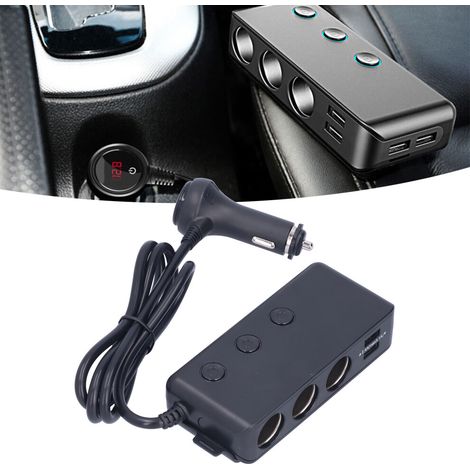 Adatto per splitter per accendisigari auto, con voltmetro a LED e adattatore USB QC3.0 da 4,8 A.