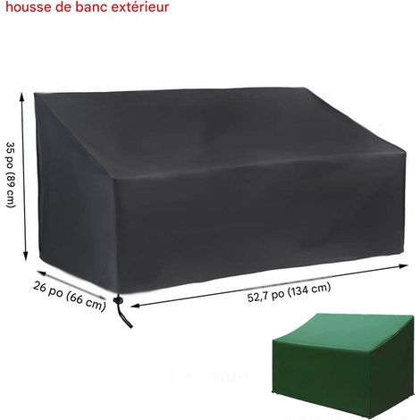 Housse de salon de jardin - Tissu Oxford 210D enduit PU argenté - Imperméable anti-soleil - Noir - 2 places - 134x66x89cm (1/5)
