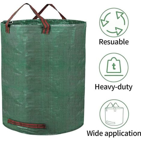 Lot de 2-300L Sac Jardinage Dechets avec Poignées Indéchirables, Sac Dechet Vert Reutisable et Pliable - Sac Jardin Polypropylène Robuste (1/3)