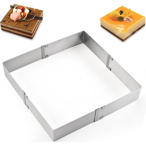 Square cake mold ring, adjustable stainless steel square cookie cutter cake baking mold