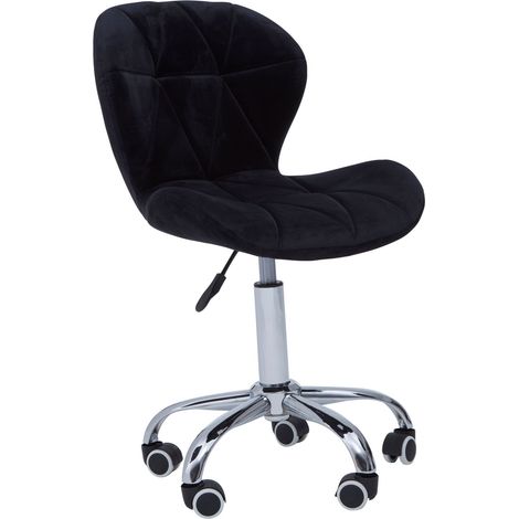 Premier Housewares Black Velvet Quilted Home Office Chair (1/5)