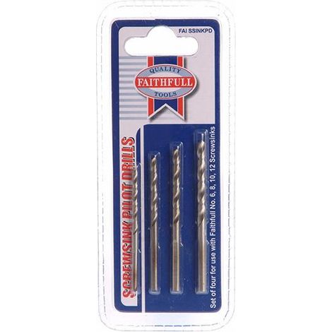 Faithfull Screwsink Pilot Drill Set, 4 Piece FAISSINKPD