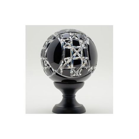Quincadeco – Boule de finition cristal noir Mousson – Pied en aluminium époxy noir – Hauteur 140mm, diamètre 100mm – Fabrication européenne