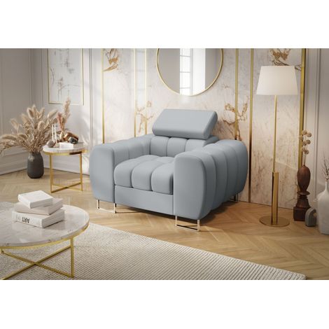 Sessel Designersessel BASTIEN in Stoff Terra Hellgrau (1/2)