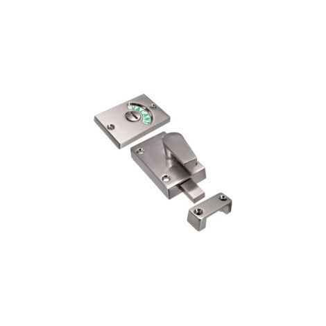 cerradura de puerta con indicador de ocupación, cerrojo de seguridad para baño, aseo o baño público (níquel satinado) - Crezuo