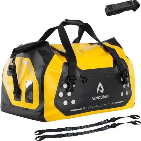 Motorrad-Trockentasche 75L Gelb, wasserdicht, faltbar, mit Befestigungsriemen (1/5)