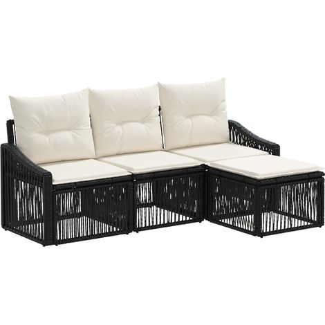 Gartensofa-set 4 pcs Schwarz Poly-Rattan vidaXL