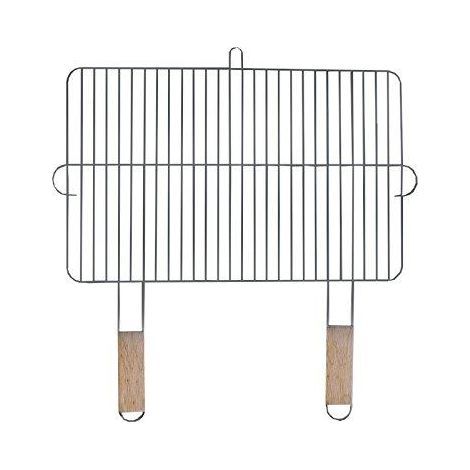 Grille de barbecue portable en acier chromé 54 x 34 cm – Poignées en bois pour transport sécurisé – Facile à nettoyer