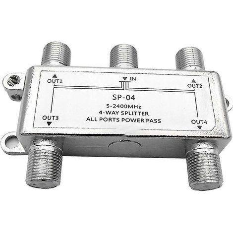 Répartiteur de câble coaxial à quatre canaux, compatible avec la télévision haute définition et la télévision par satellite. (1/5)