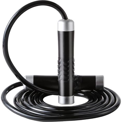 1 Corde à sauter lestée, poignée aluminium, roulements à billes, corde coton ou PVC 9mm, pour fitness boxe MMA (1/5)
