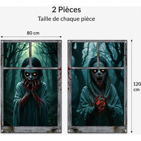 Lot de 2 Décorations de Fenêtre Halloween 31WS-25 80x120 cm en Polyester 31ws-25 30 × 25 × 1 cm 160 g – Livraison gratuite