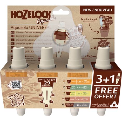 Cône d'arrosage Aquasolo X4 - Taille S - HOZELOCK - cônes en céramique / Pot jusqu'à 25cm de diam - Garantie 2 ans