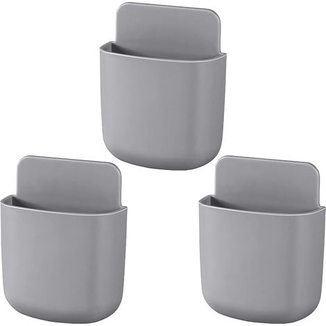 3-teiliges Fernbedienungs-Aufbewahrungsset, Wandhalterung, Organizer-Box, Aufbewahrungsbox für Fernbedienungen, für Zuhause, Büro, Mobiltelefon, Grau (1/4)