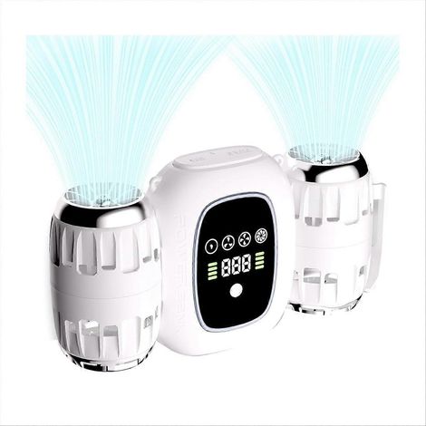 Portable rechargeable ceinture ventilateur suspendu sur the 2 detachable air outlets pour camping trips blanc (1/5)