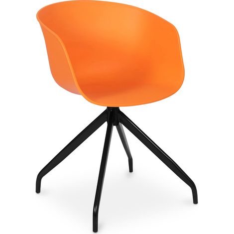 Gepolsterter Bürostuhl mit Armlehnen - Schwarzer Design-Schreibtischstuhl - Jodie - Joan Orange