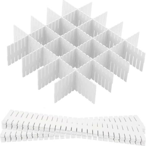 Séparateur de tiroir réglable 12 unités – Dimensions 32,4 x 7 cm – Plastique renforcé – Pour sous-vêtements, chaussettes, (1/5)