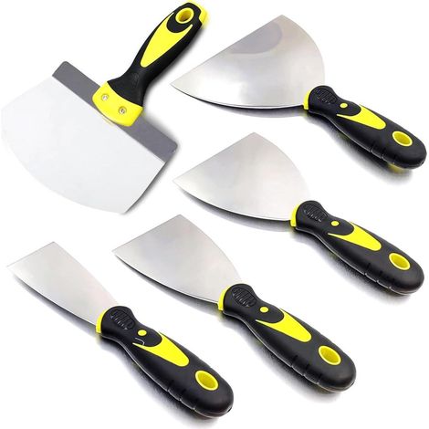 Spachtelset 5-teilig Metallklingen rutschfester Griff gebogen 16,5cm (1/5)