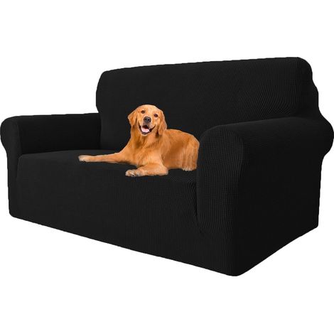 Stretch Sofa Cover, Super Elastic Sofa Cover with Armrests, Universal Sofa Cover, Modern, Non-Slip, Anti-fouling, Washable,Black 2 Places(145CM-178CM) (1/5)
