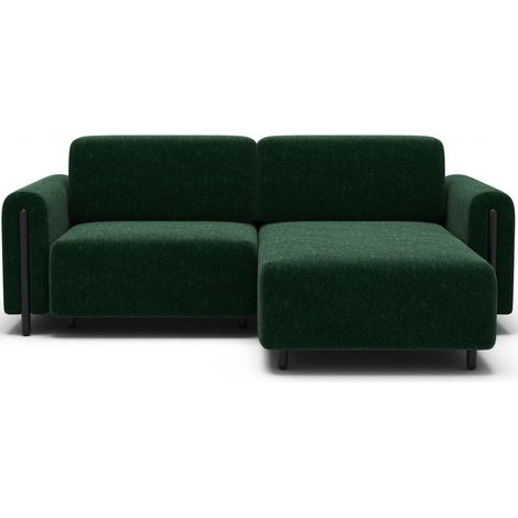 Canapé d'angle convertible ARVESSA vert émeraude chenille – Angle droit (1/5)