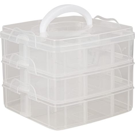 boite de rangement en plastique avec poignée de transport €“ transparente pour ranger vos affaires de scrapbooking €“ box €“ Ecru, Petit (1/5)