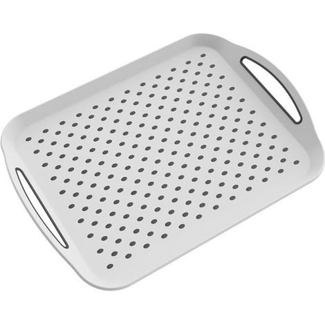 Set di 2 vassoi. Vassoio antiscivolo con manico per preparare cibi, per il tè o la colazione a letto. Vassoio in plastica per una presa sicura. (1/5)