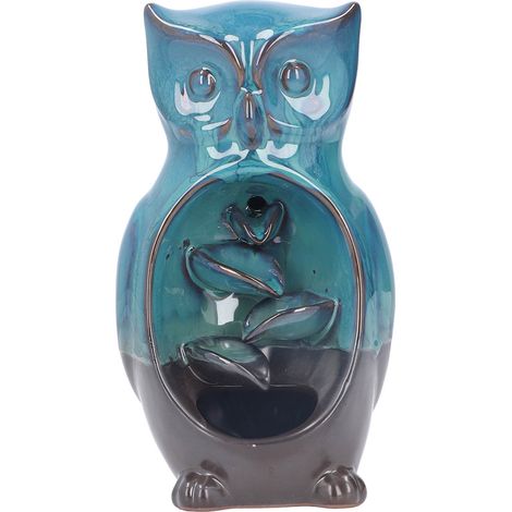 Brûleur d'Encens Cascade Hibou Nuit Céramique d'Art Artisanal Épuré Anti-Stress (1/5)