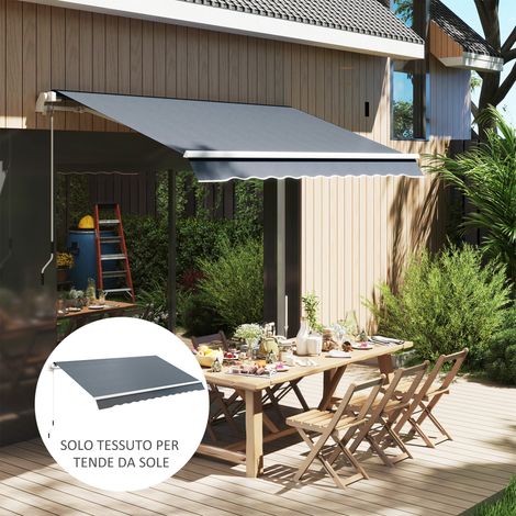 Housse de rechange pour store banne rétractable 4 x 3 m, en polyester anti-UV 50+, grise