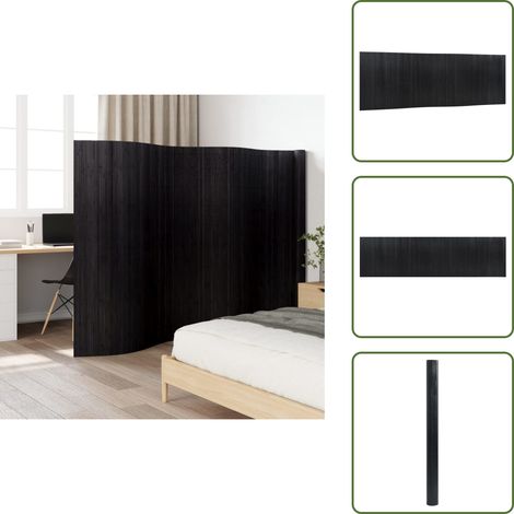 Séparateur de pièce intérieur - vidaXL Cloison de séparation noir largeur 600 cm hauteur 165 cm bambou - Séparateur de pièce noir (1/5)